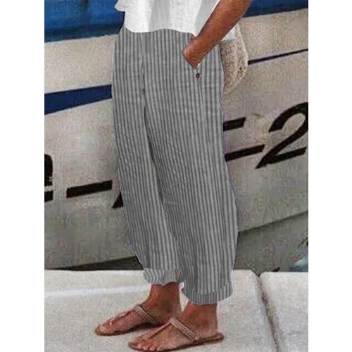 Plus Size Striped Loose Casual Pants