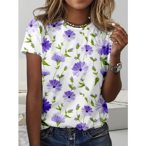 Floral Casual Crew Neck T-Shirt