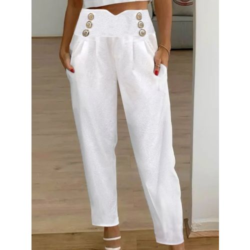 Plain Cotton Loose Casual Pants