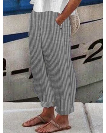 Plus Size Striped Loose Casual Pants