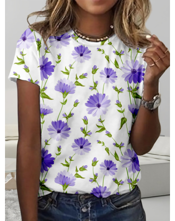 Floral Casual Crew Neck T-Shirt