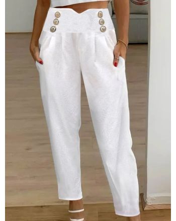 Plain Cotton Loose Casual Pants